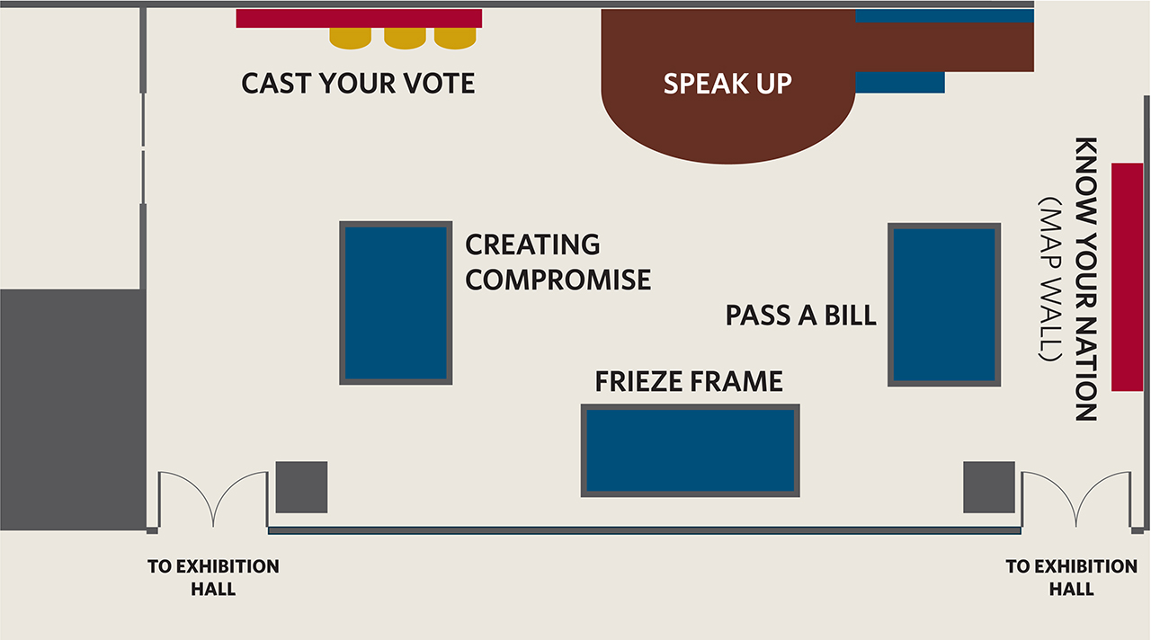 The Democracy Lab features collaborative activities that visitors can explore.